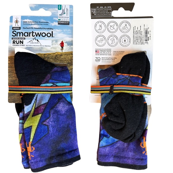 SmartWool Athlete Edition Run Print Crew Socks Merino SMALL (M 3-5.5 W 4-6.5) - Picture 2 of 5